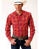Image #1 - Roper Men's Red Plaid Southwestern Embroidered Long Sleeve Western Shirt , Red, hi-res