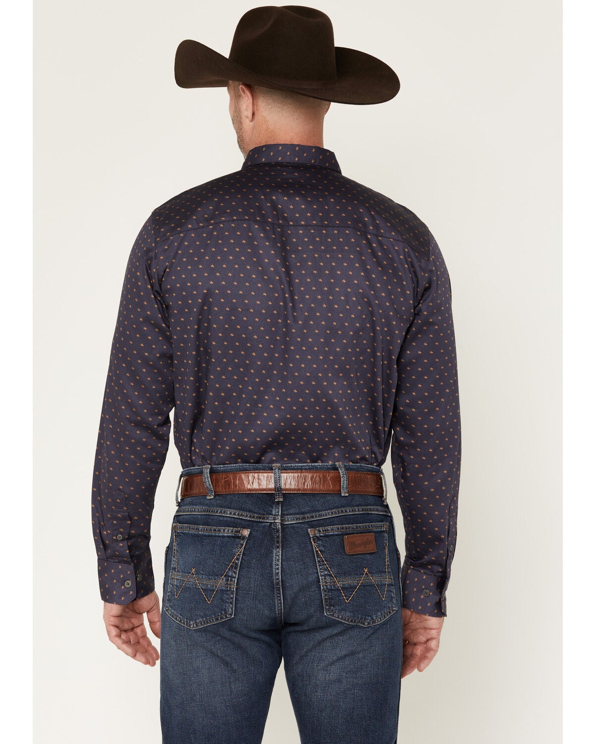 Image #4 - Wrangler X Cody Johnson Men's Horse Print Long Sleeve Button-Down Western Shirt, Navy, hi-res