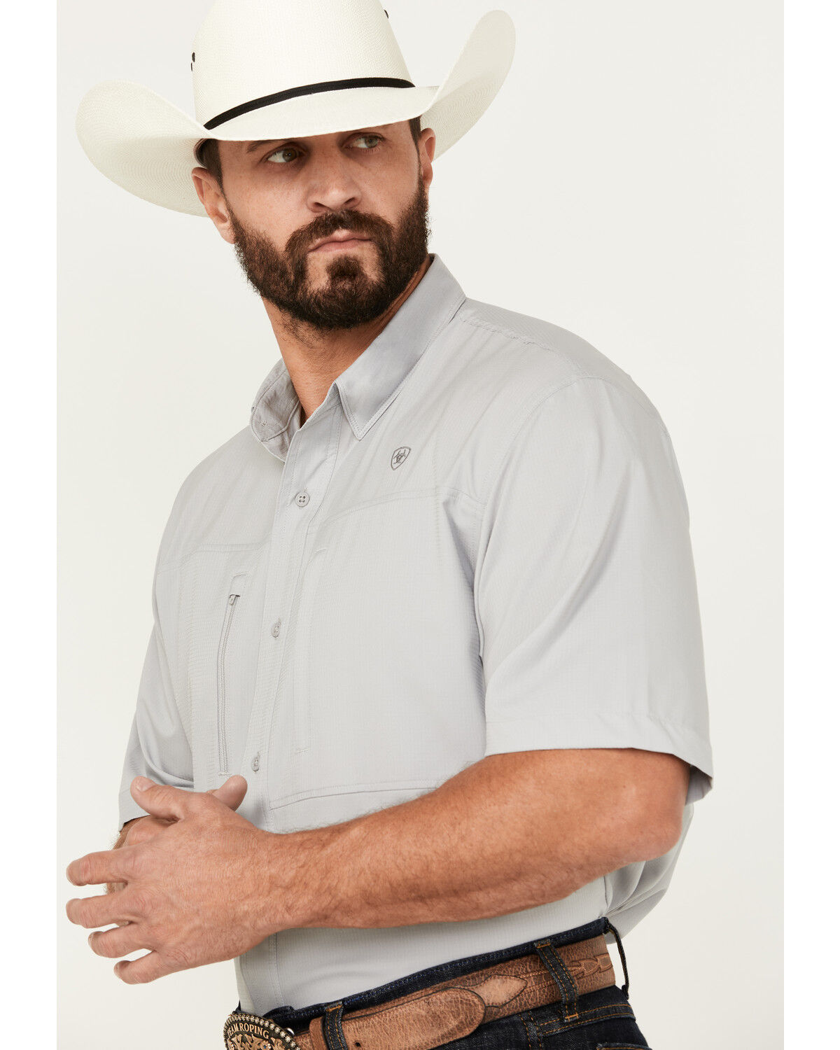 Image #2 - Ariat Men's VentTEK Classic Fit Solid Short Sleeve Performance Shirt, , hi-res