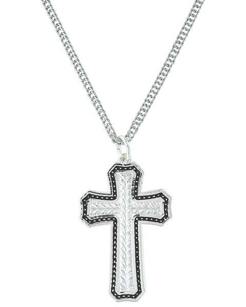 Image #1 - Montana Silversmiths Women's Pinpoints & Wheat Cross Necklace , Silver, hi-res