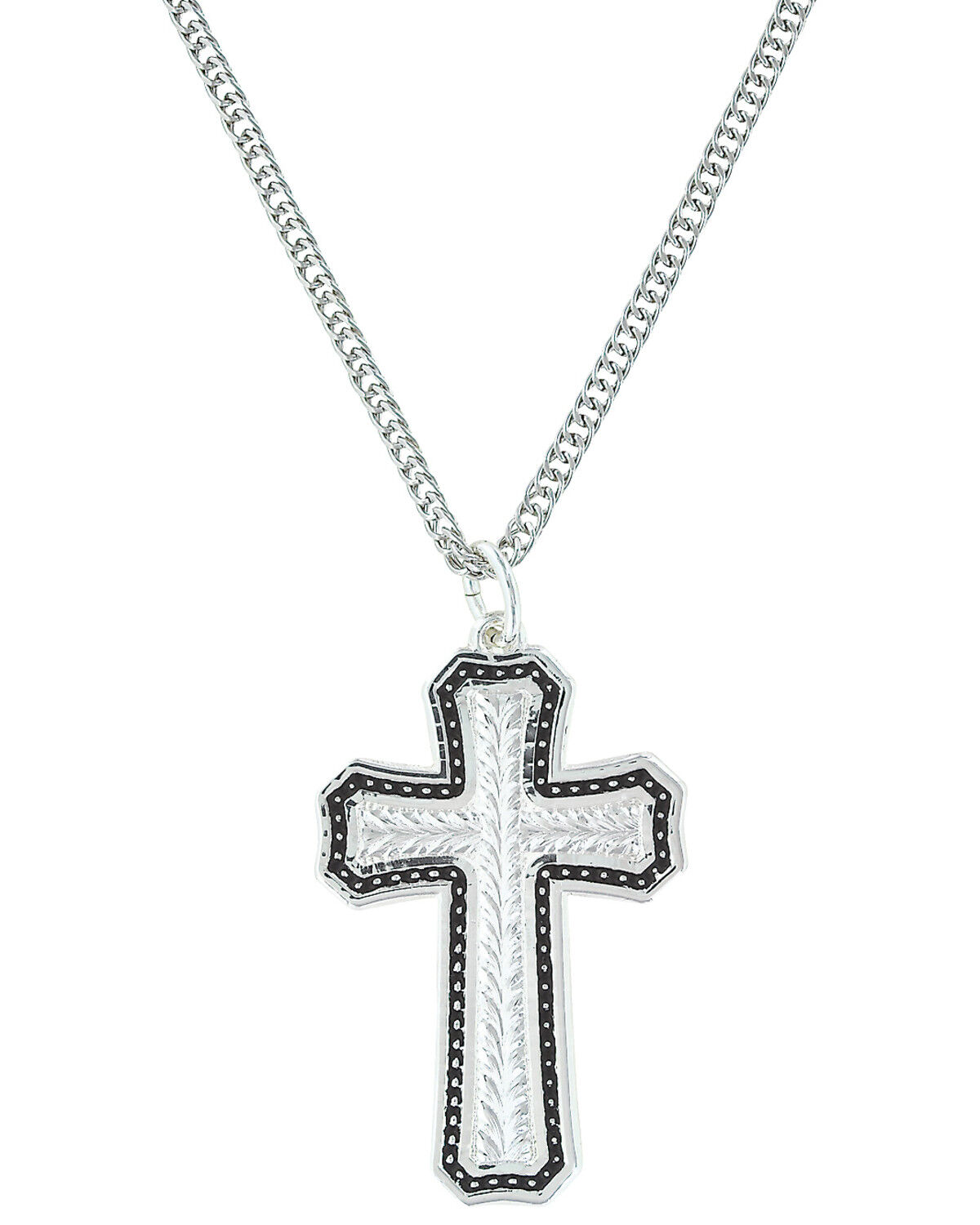 Image #1 - Montana Silversmiths Women's Pinpoints & Wheat Cross Necklace, Silver, hi-res