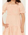 Image #3 - Hayden LA Girls' Gingham Print Puff Sleeve Mini Dress, Peach, hi-res