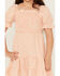 Image #3 - Hayden LA Girls' Gingham Print Puff Sleeve Dress, Peach, hi-res