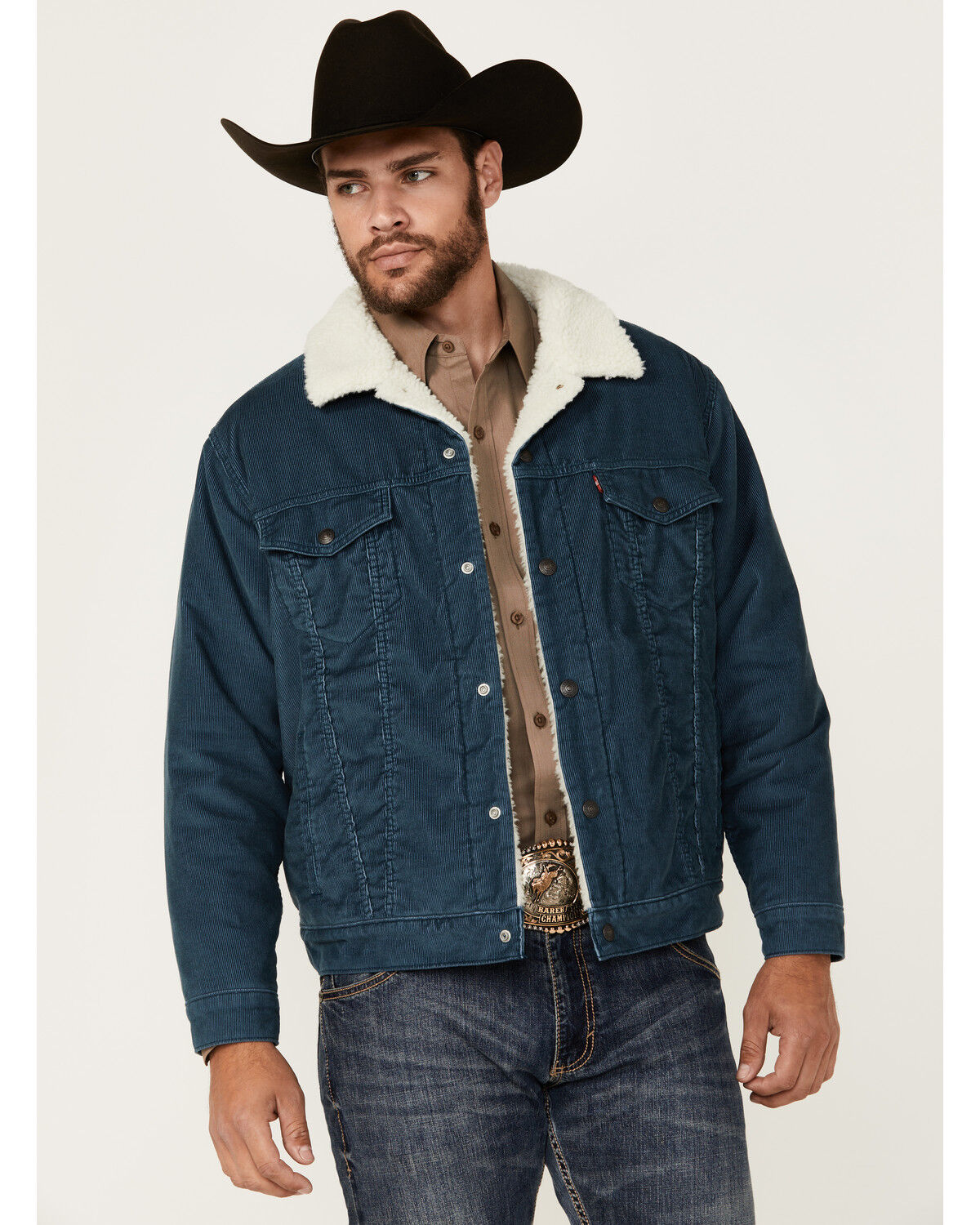 Image #1 - Levi's Men's Corduroy Sherpa Lined Trucker Jacket, Medium Blue, hi-res