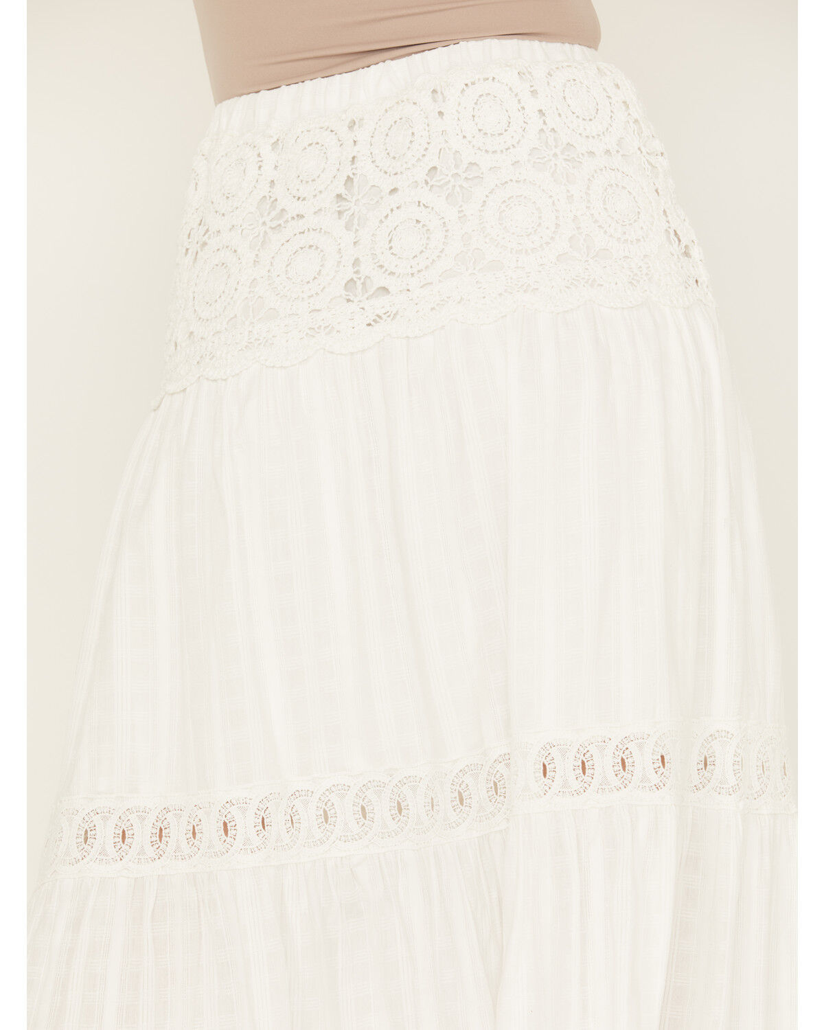 Image #4 - Miss Me Women's Crochet Lace Yoke Skirt, White, hi-res