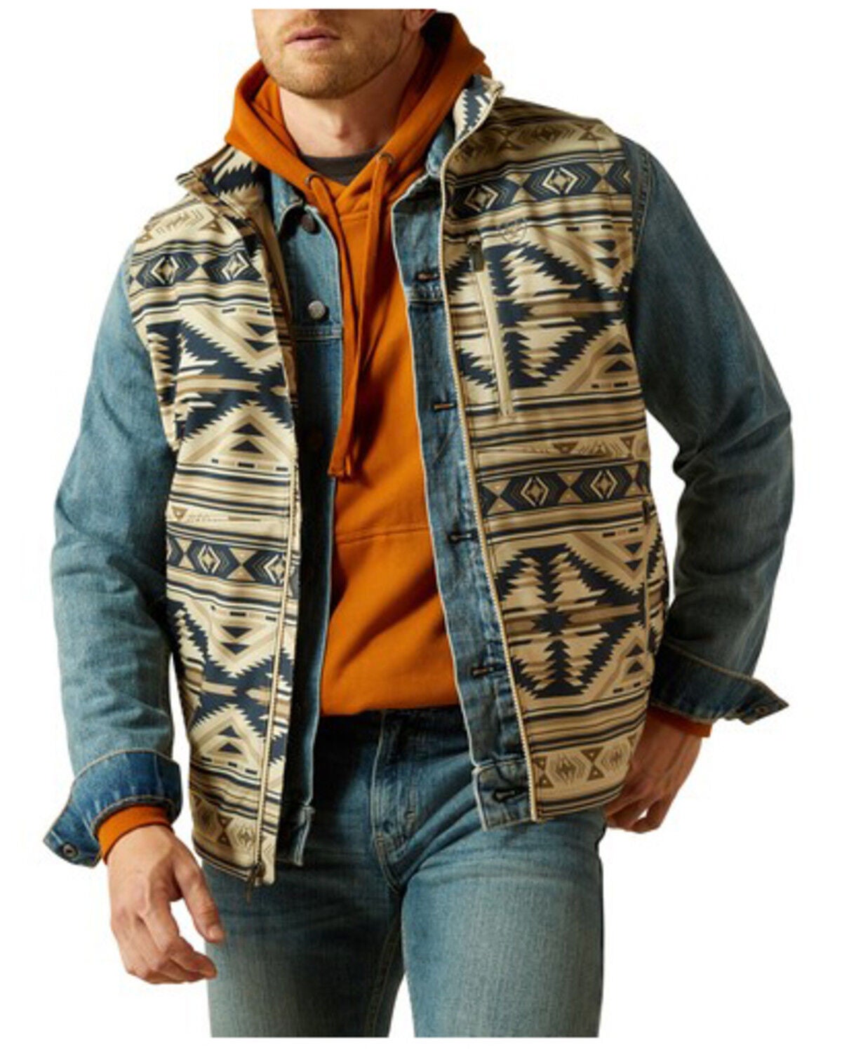 Ariat Men's Logo Softshell Vest, Cream, hi-res
