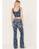 Idyllwind Women's Floral Drive Jacquard Denim Corset Top, Dark Medium Wash, hi-res