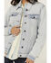 Image #3 - Cello Women's Light Washed Oversized Denim Jacket, Light Wash, hi-res