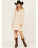 Image #1 - Shyanne Women's Lace Long Sleeve Button-Down Mini Dress, Natural, hi-res