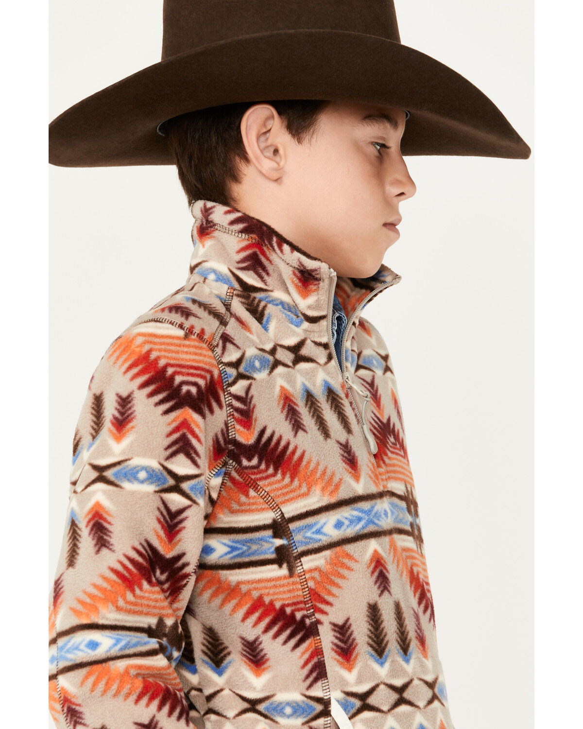 Image #2 - Powder River Outfitters Boys' Southwestern Print Fleece Pullover, Tan, hi-res