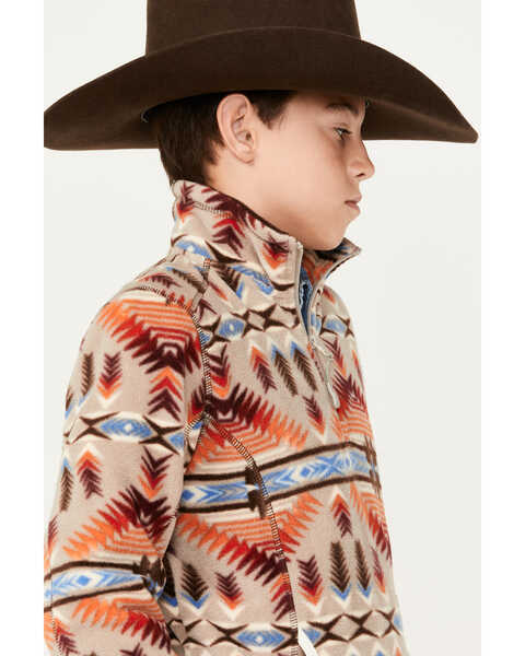 Image #2 - Powder River Outfitters Boys' Southwestern Print Fleece Pullover , Tan, hi-res