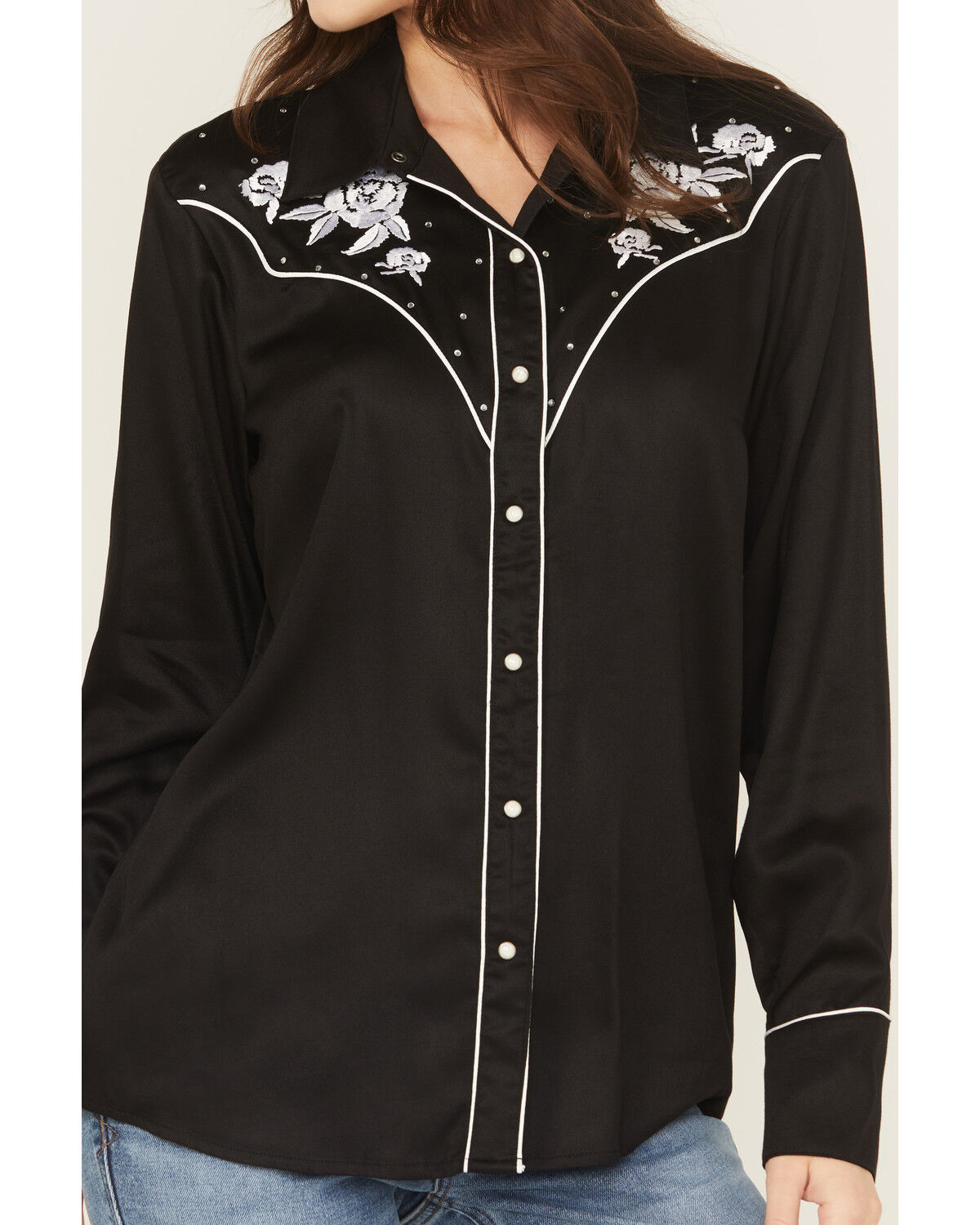 Image #3 - Ariat Women's Viva Rodeo Embroidered Long Sleeve Snap Western Shirt, Black, hi-res