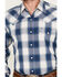 Image #3 - Stetson Men's Dobby Plaid Print Long Sleeve Pearl Snap Western Shirt, Blue, hi-res