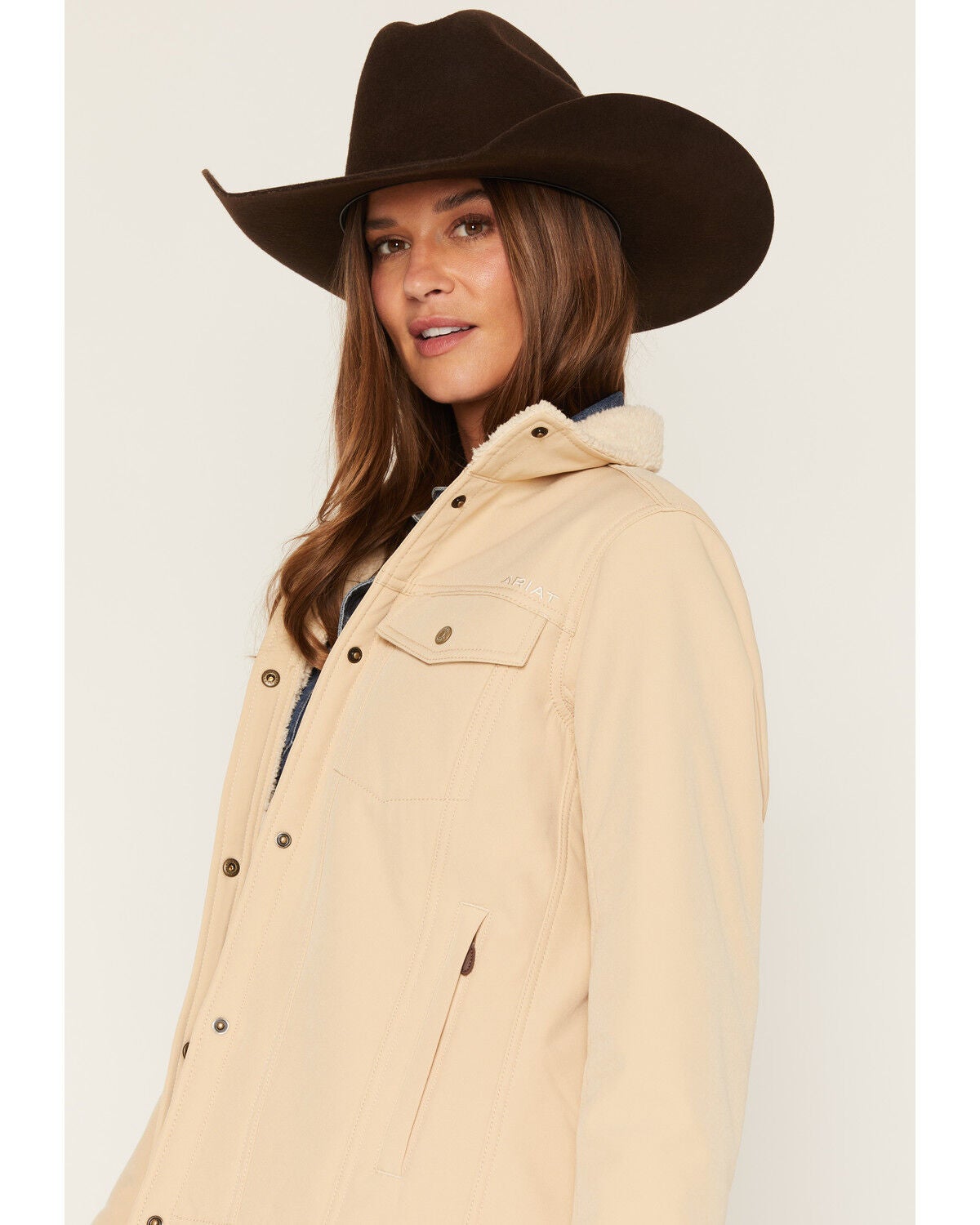 Image #2 - Ariat Women's Berber Back Softshell Jacket, Cream, hi-res