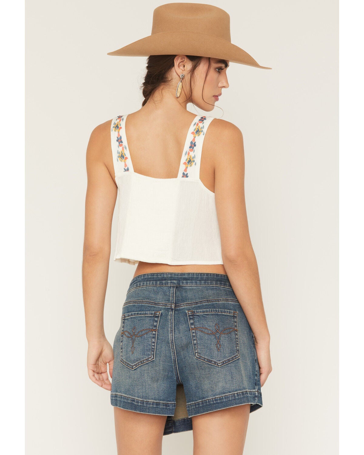 Image #5 - Shyanne Women's Embroidered Tie-Front Tank Top, Cream, hi-res