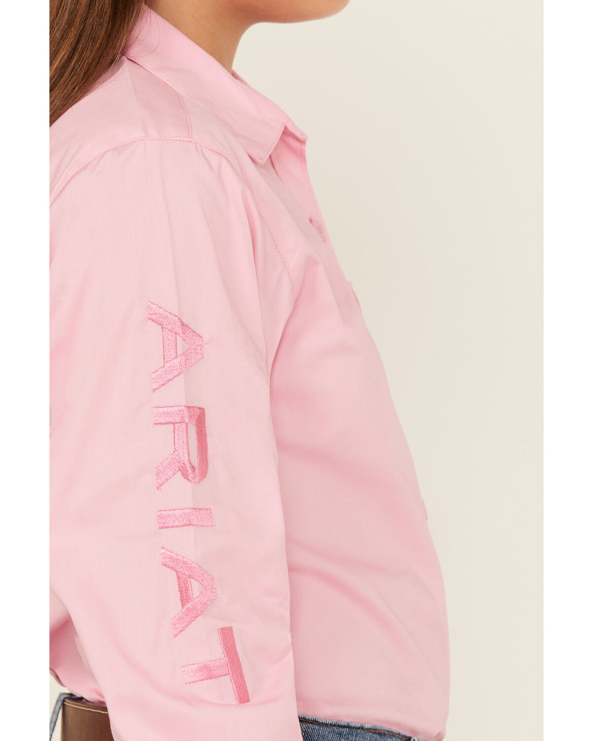 Image #3 - Ariat Girls' Team Kirby Long Sleeve Button-Down Western Shirt, Pink, hi-res