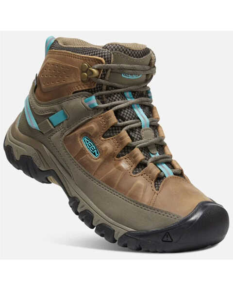 Keen Women's Targhee III Waterproof Hiking Boots, Tan/turquoise, hi-res