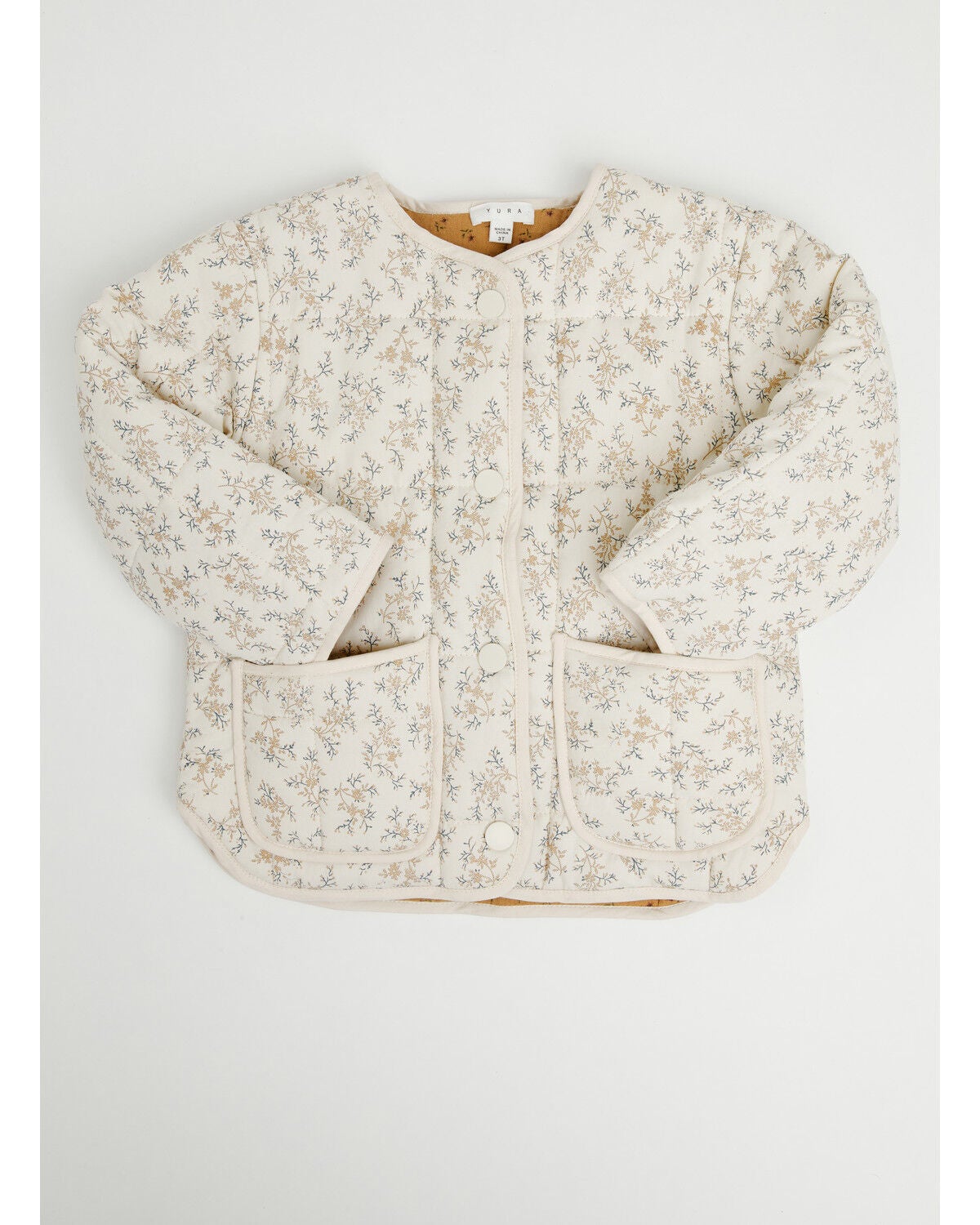 Image #1 - Yura Toddler Girls' Floral Print Quilted Jacket, Cream, hi-res