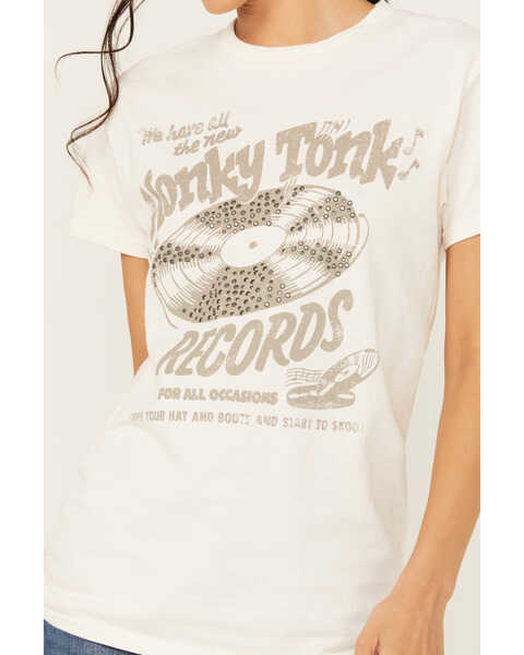 Image #3 - Youth in Revolt Women's Embellished Honky Tonk Short Sleeve Graphic Tee, Cream, hi-res