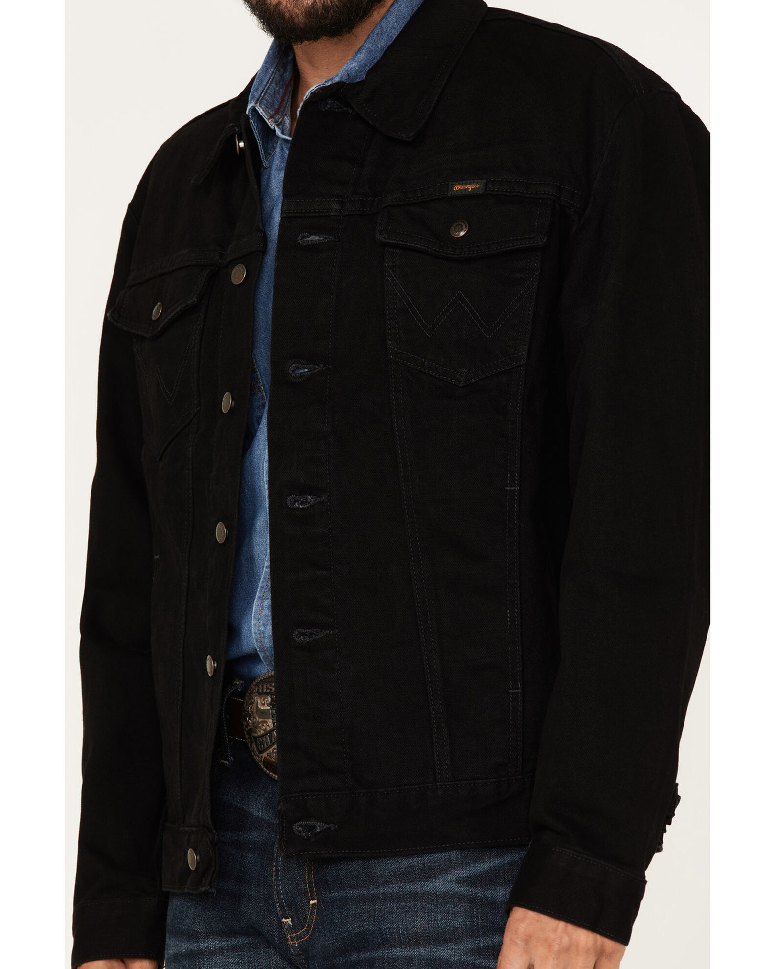 Wrangler Men s Shadow Black Unlined Button Down Denim Jacket Sheplers