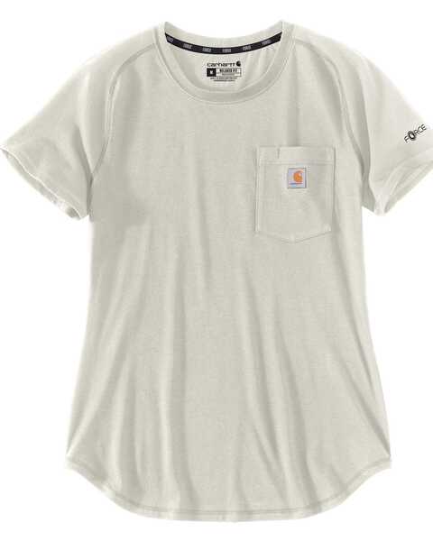 Image #1 - Carhartt Women's Force Relaxed Fit Midweight Pocket T-Shirt, Wheat, hi-res