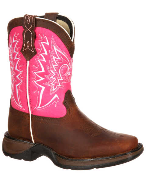 Image #1 - Durango Girls' Let Love Fly Western Boots - Square Toe, Brown, hi-res