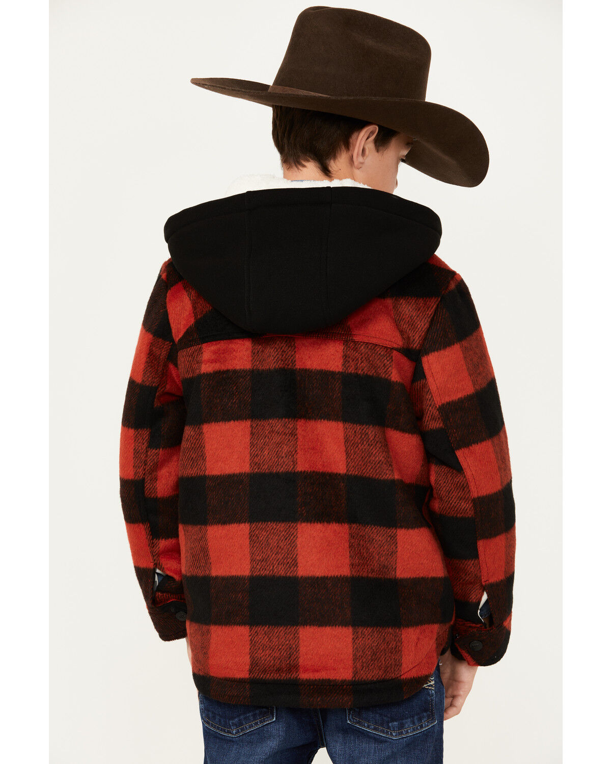 Image #4 - Urban Republic Little Boys' Plaid Print Wool Hooded Jacket, Red, hi-res