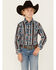 Image #1 - Wrangler Boys' Southwestern Print Long Sleeve Snap Western Shirt, Multi, hi-res