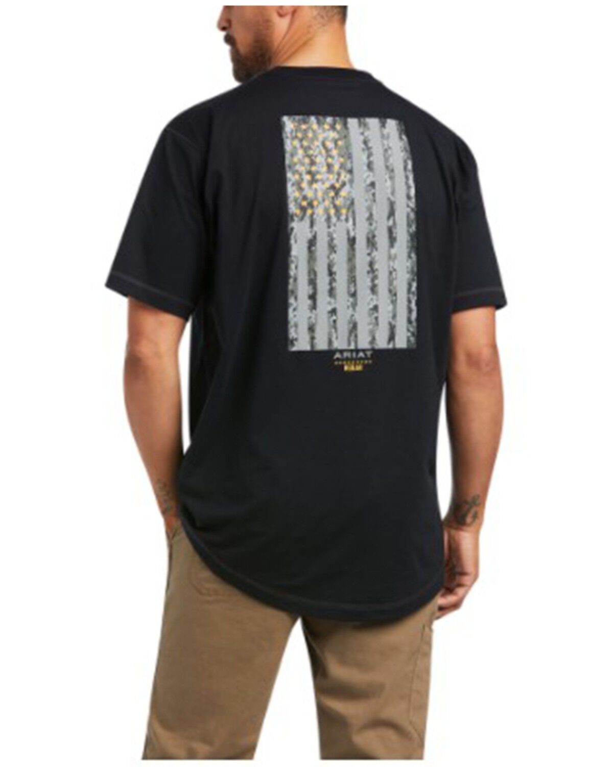 Image #2 - Ariat Men's Rebar Workman Reflective Flag Graphic Work Pocket T-Shirt - Big, Black, hi-res