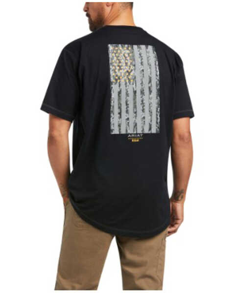 Image #2 - Ariat Men's Rebar Workman Reflective Flag Graphic Work Pocket T-Shirt - Big, Black, hi-res