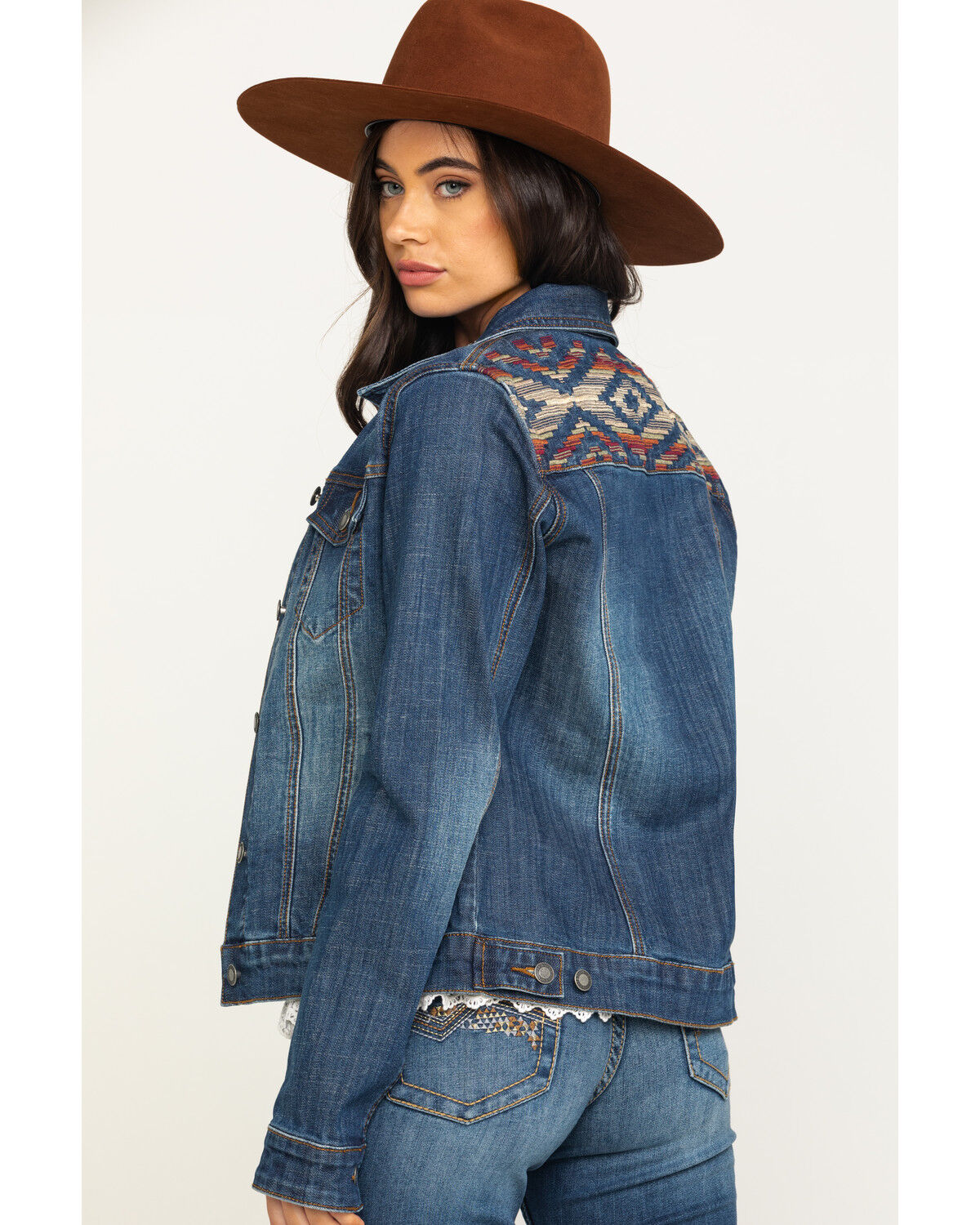 Image #2 - Stetson Women's Serape Back Denim Jacket, , hi-res