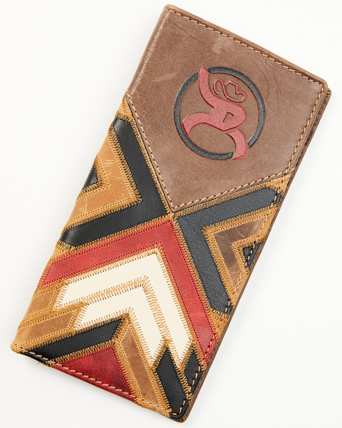 Hooey Men's Brown Patchwork Overlay Rodeo Wallet, Brown, hi-res