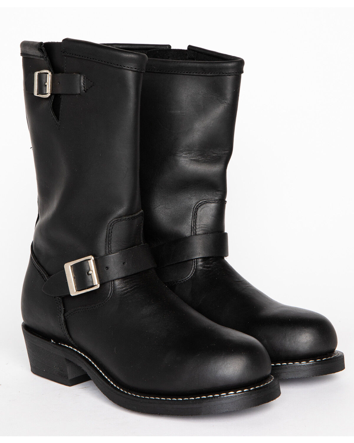 Image #1 - Brothers and Sons Men's Engineer Motorcycle Boots - Round Toe, Black, hi-res