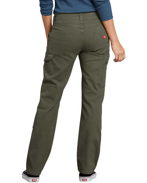 Image #2 - Dickies Women's Solid Stretch Double Front Duck Carpenter Pants , Moss Green, hi-res