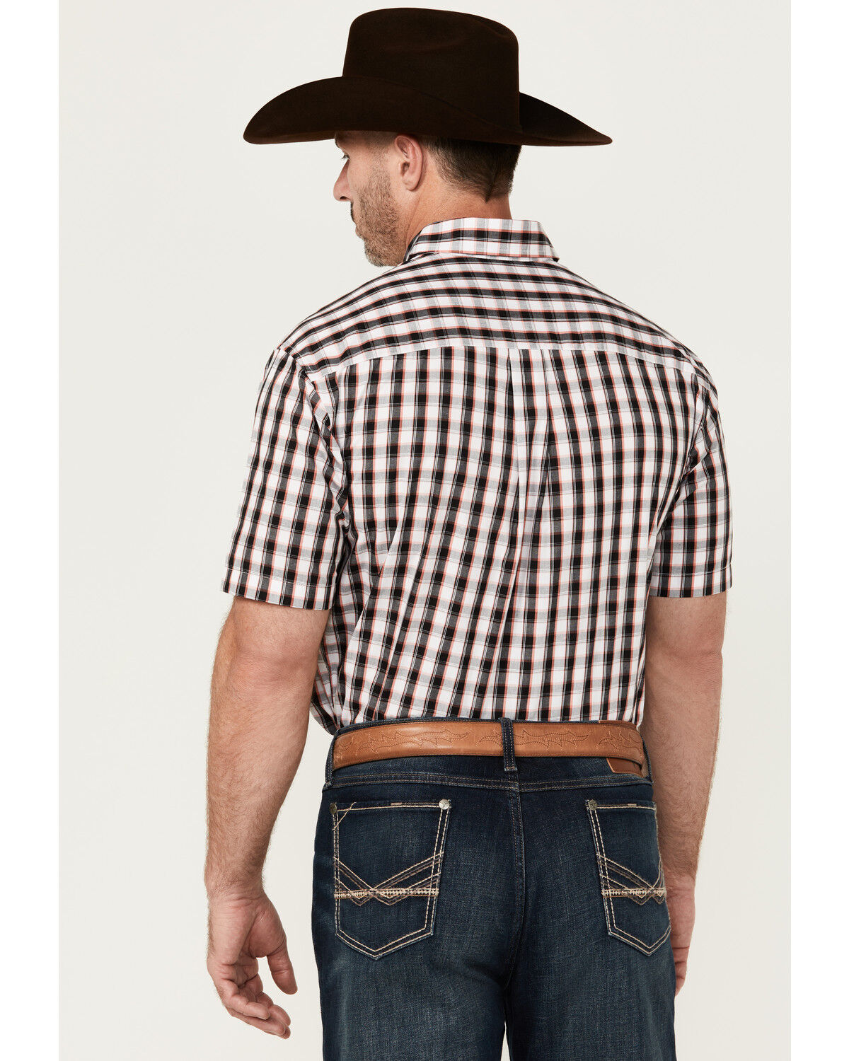 Image #4 - Wrangler Men's Classic Plaid Print Short Sleeve Button-Down Western Shirt, Black, hi-res