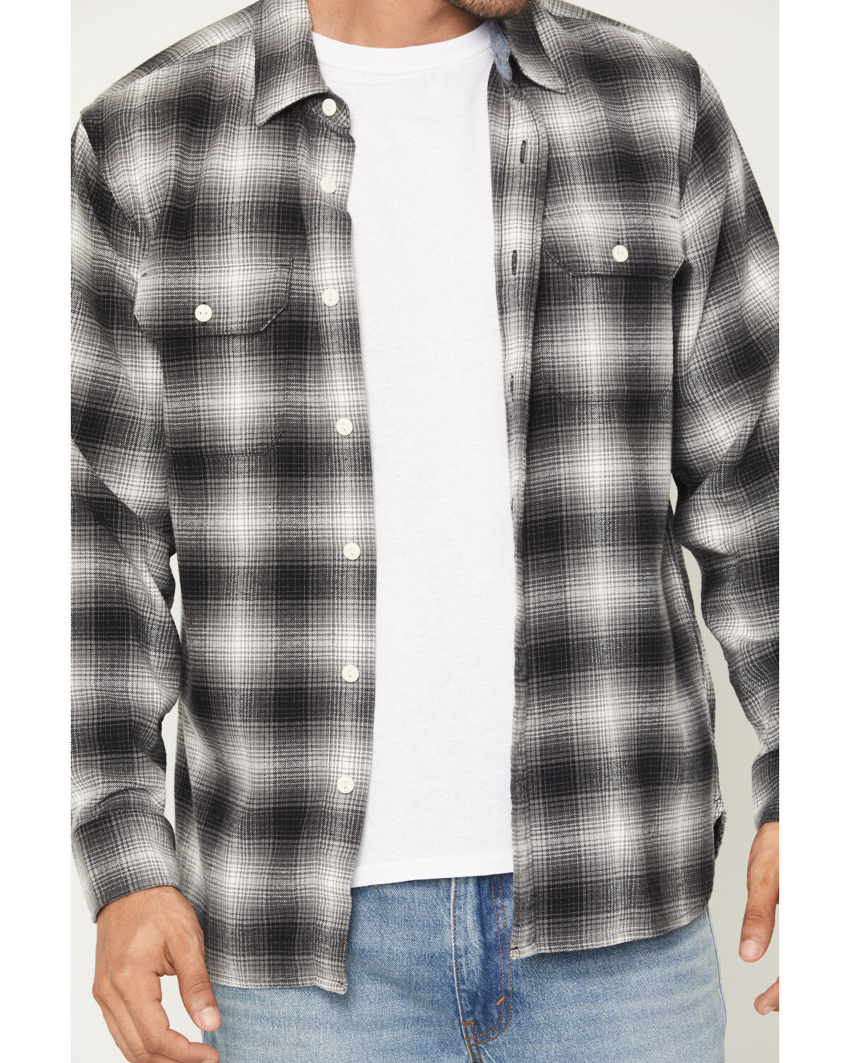 Image #2 - Levi's Men's Scottie Plaid Print Long Sleeve Button-Down Flannel Shirt, Charcoal, hi-res