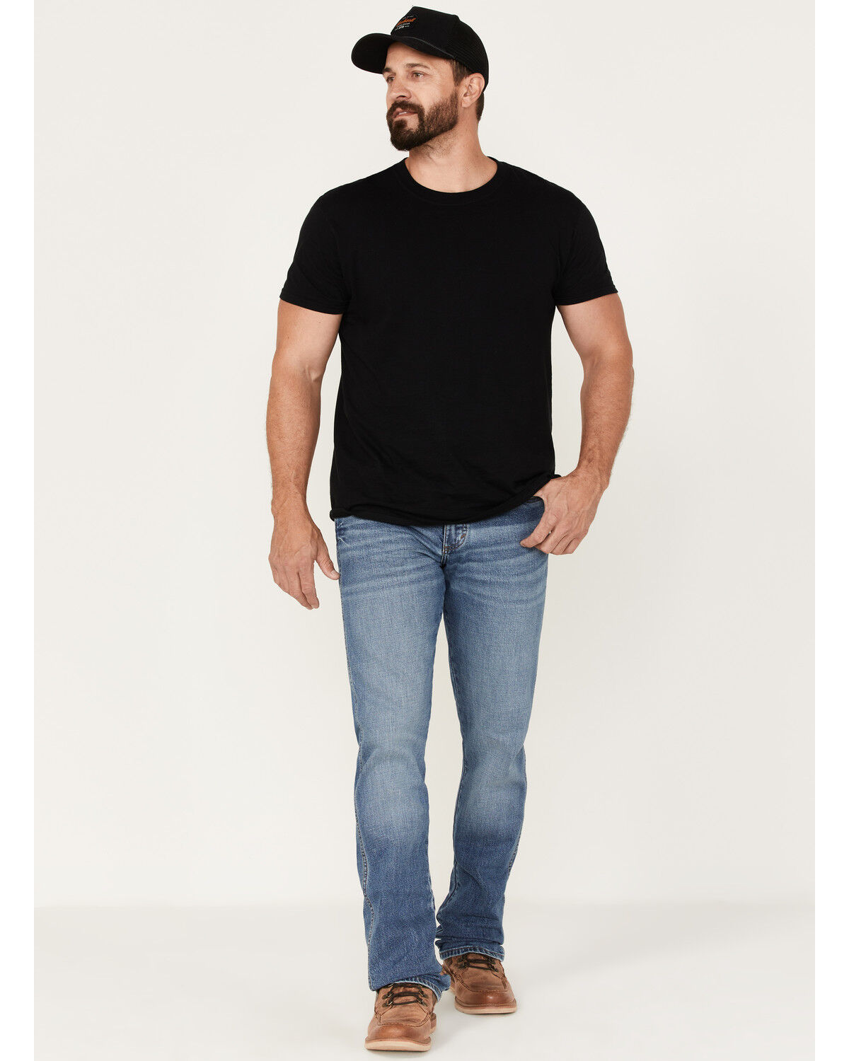 Image #1 - Wrangler Retro Men's 88MWZ Normande Medium Wash Slim Straight Stretch Denim Jeans - Long, Blue, hi-res