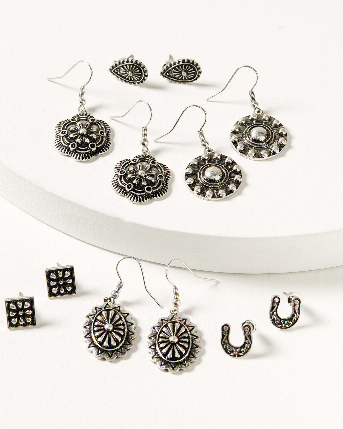 Image #1 - Shyanne Women's Luna Bella Silver Concho Earring Set - 6 Piece, Silver, hi-res
