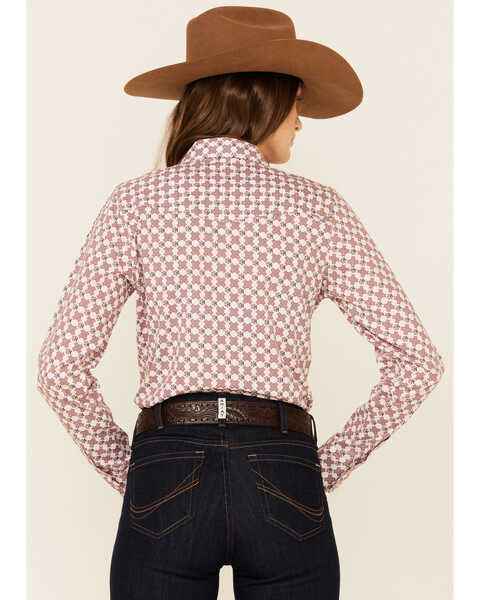 Image #4 - Cinch Women's Pink Geo Print Long Sleeve Snap Western Core Shirt , Pink, hi-res