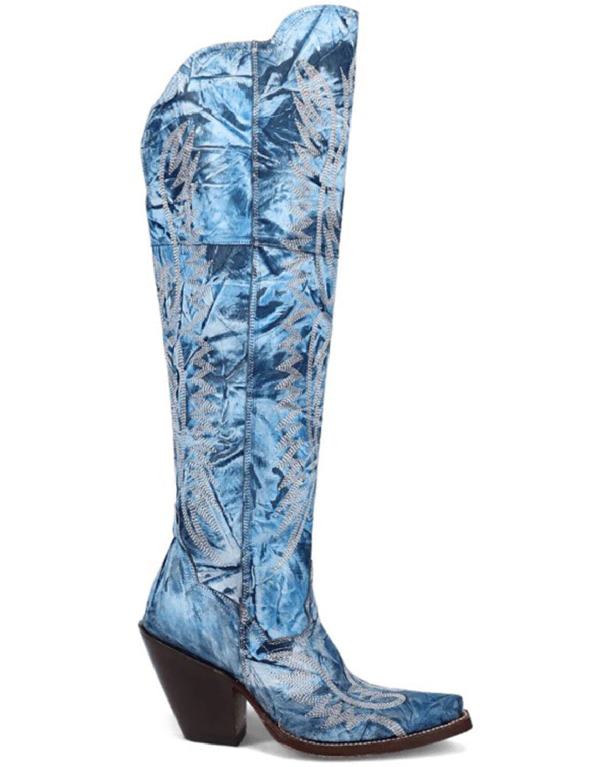 Image #2 - Dan Post Women's Moxie Tall Western Boots - Snip Toe, Blue, hi-res