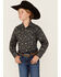 Image #1 - Rock & Roll Denim Boys' Paisley Print Long Sleeve Pearl Snap Western Shirt, Grey, hi-res