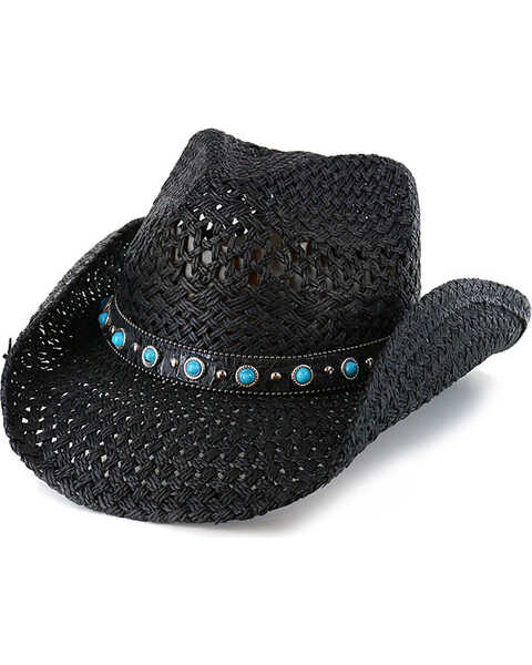 Shyanne Women's Alabama Straw Hat, Black, hi-res