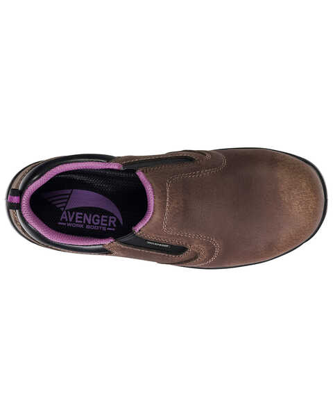 Image #5 - Avenger Women's Waterproof Oxford Work Shoes - Composite Toe, Brown, hi-res