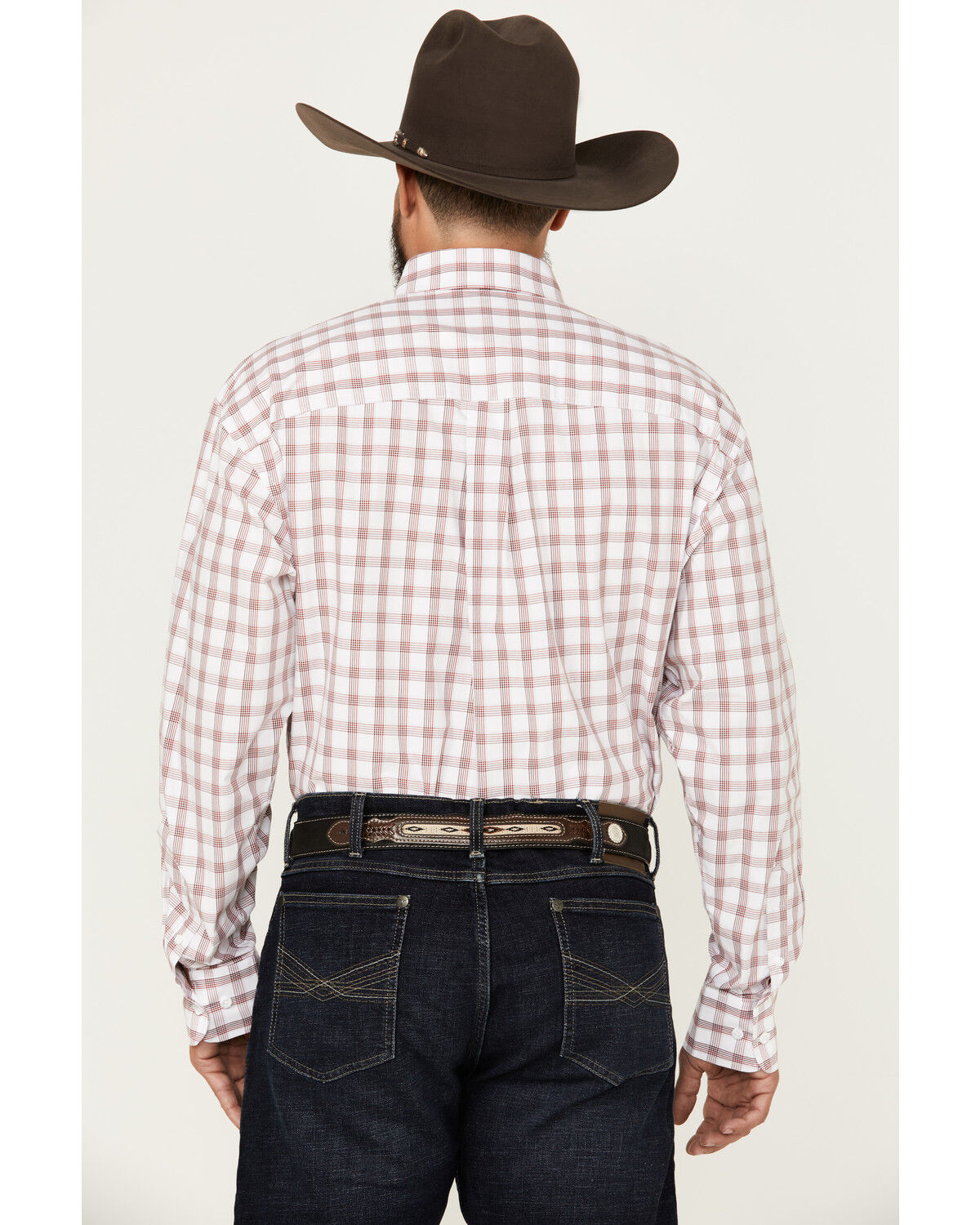 Image #4 - George Strait by Wrangler Men's Checkered Print Long Sleeve Button-Down Shirt, White, hi-res