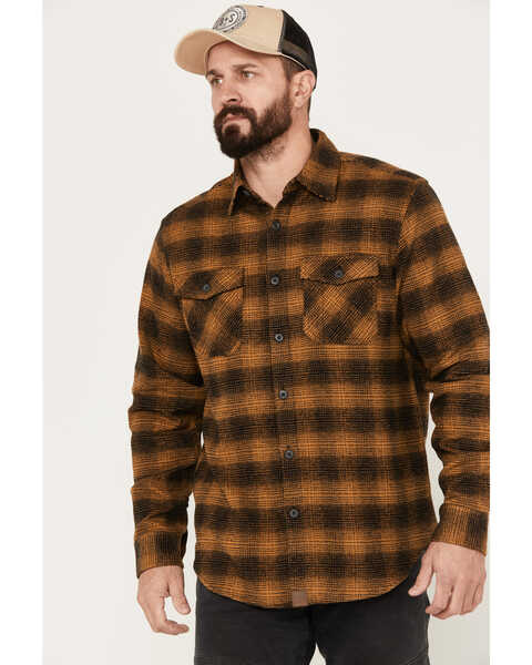 Image #1 - Dakota Grizzly Men's Briggs Button Down Plaid Print Western Flannel Shirt, Gold, hi-res