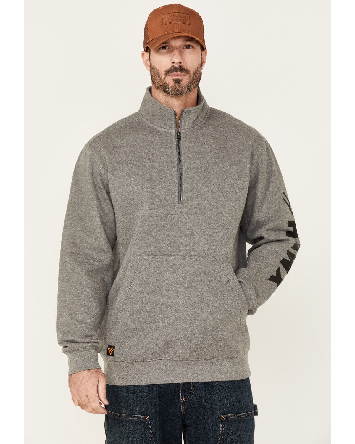 Hawx Men's Charcoal Primo 1/4 Zip Work Fleece Pullover, Charcoal, hi-res