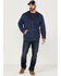 Brothers & Sons Men's Weathered French Terry Zip-Front Hooded Jacket, Navy, hi-res