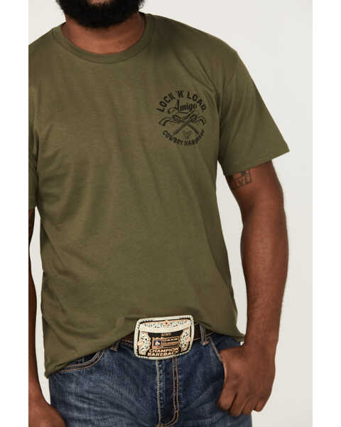 Image #3 - Cowboy Hardware Men's Lock & Load Graphic T-Shirt , Green, hi-res