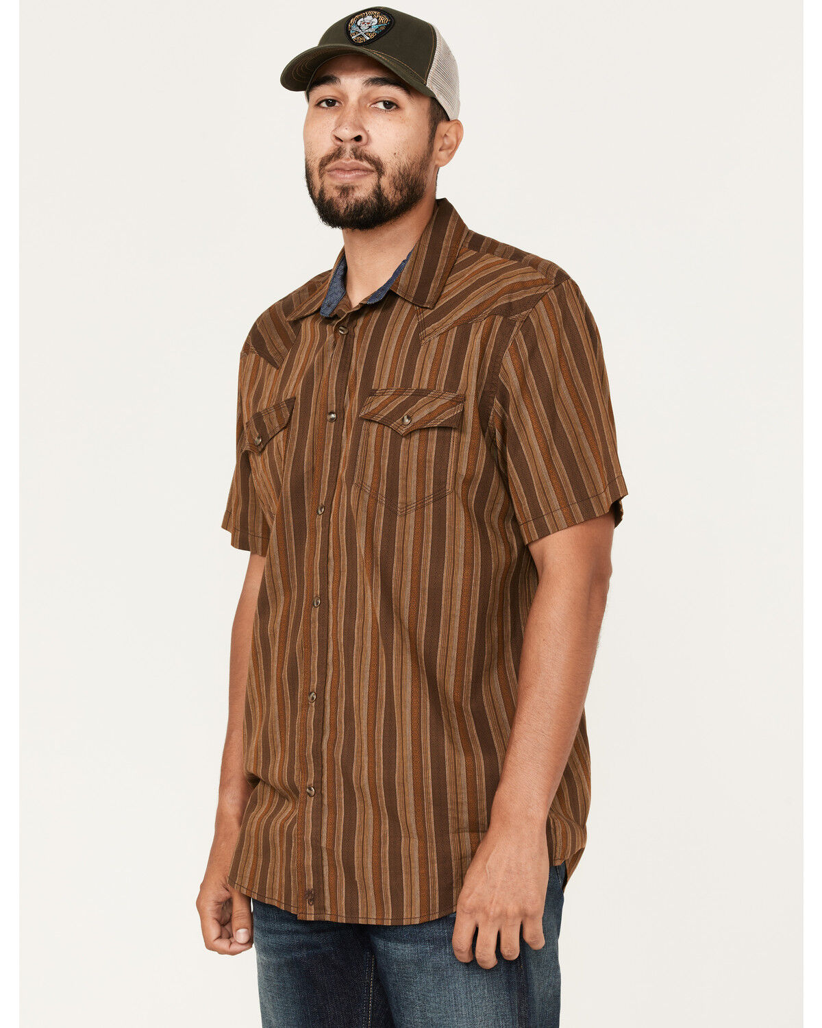Image #2 - Moonshine Spirit Men's Paniolo Striped Print Long Sleeve Snap Western Shirt, Brown, hi-res
