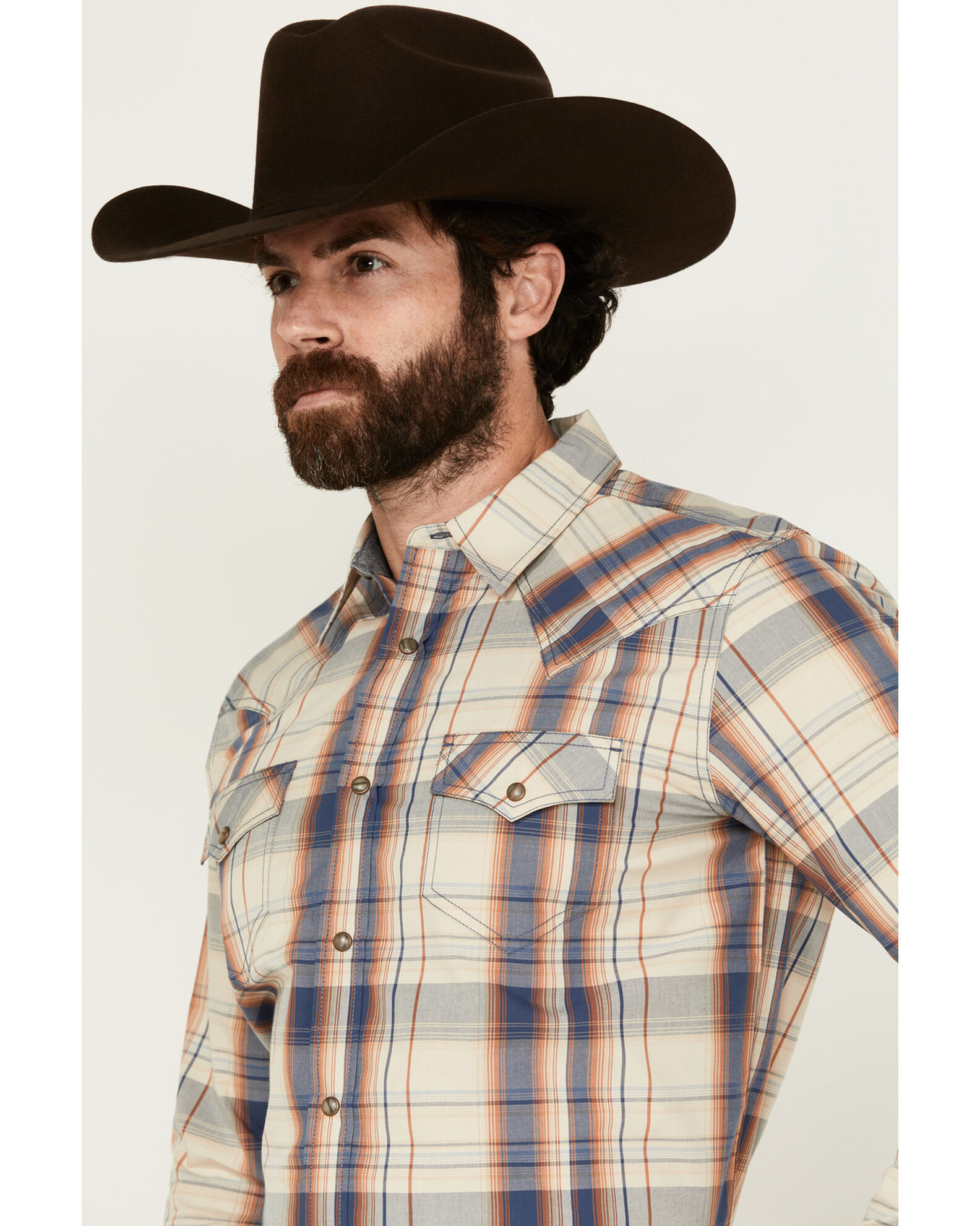Image #2 - Cody James Men's Pay Day Plaid Print Long Sleeve Snap Western Shirt, Tan, hi-res
